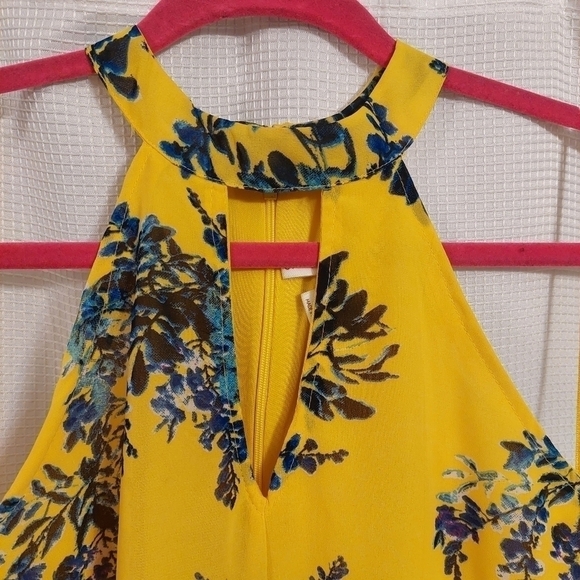 Japna yellow and blue floral halter neck blouse size small - Picture 8 of 10